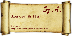 Szender Anita névjegykártya